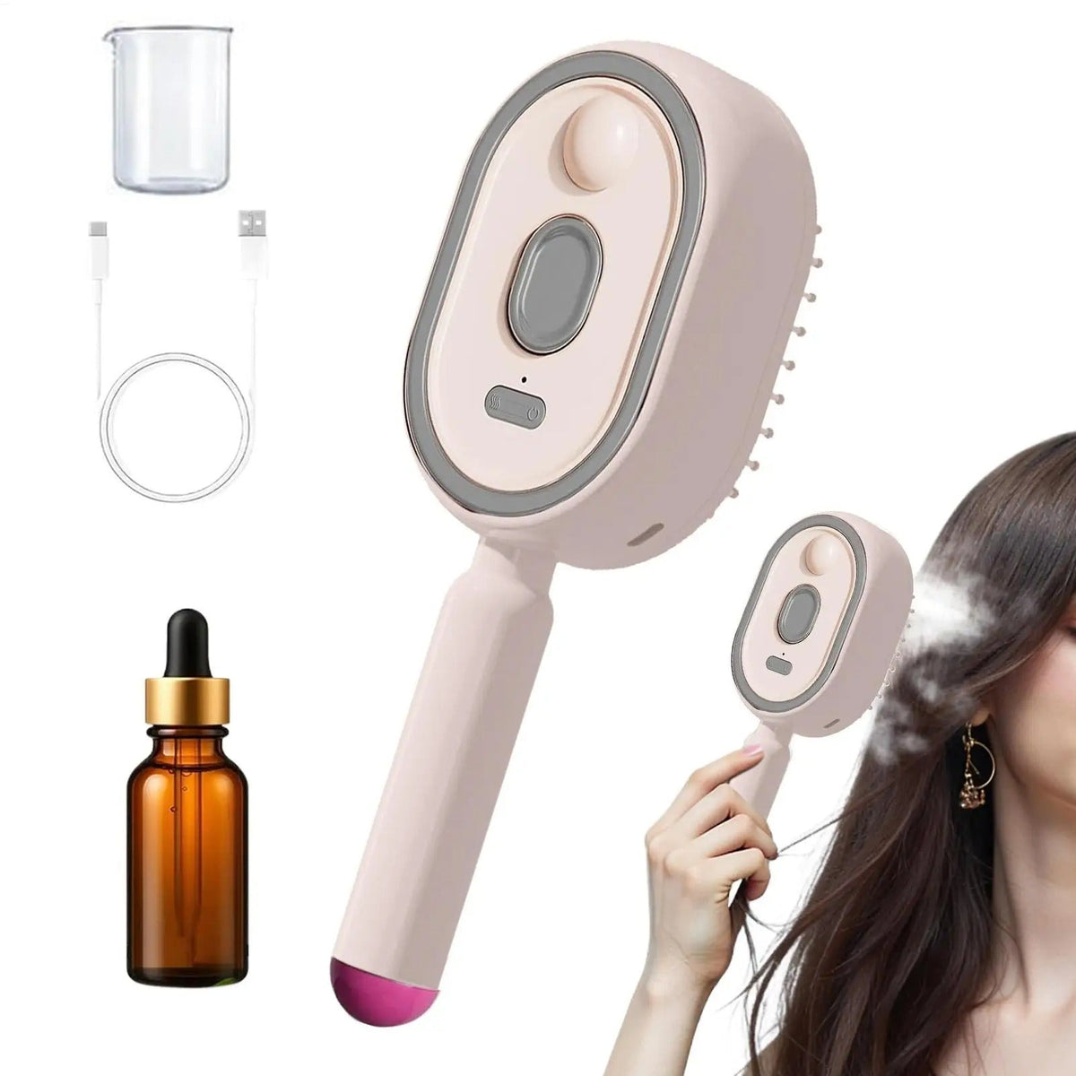 Steam Brush | Rechargeable Detangling Tool with Oil